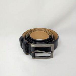 Bonobos Mens Leather Belt Size 40 Black Solid Brass Buckle Made in Italy Classic